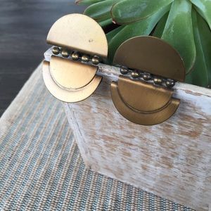 VINTAGE Brushed Gold, Bronze Geometric Mid Century Statement Earrings